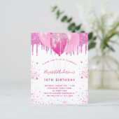 Papier Budget anniversaire rose blanc fille invitation (Debout devant)