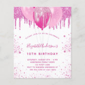Papier Budget anniversaire rose blanc fille invitation (Devant)