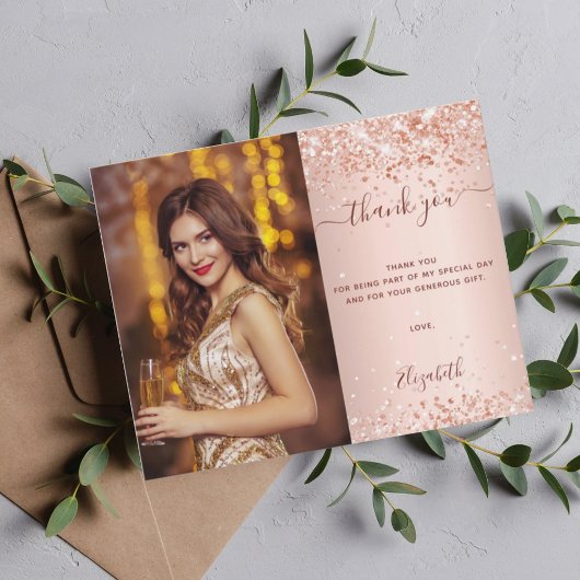 Papier Budget anniversaire rose blush photo merci