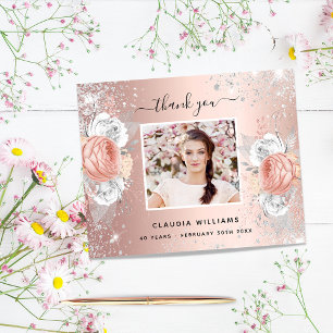 Papier Budget anniversaire rose or argent photo merci