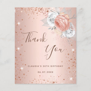 Papier Budget anniversaire rose or florales merci