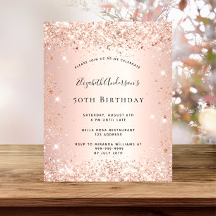 Papier Budget anniversaire rose or invitation