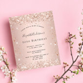 Papier Budget anniversaire rose or invitation