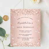 Papier Budget anniversaire rose or invitation