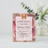 Papier Budget anniversaire rose or invitation (Debout devant)