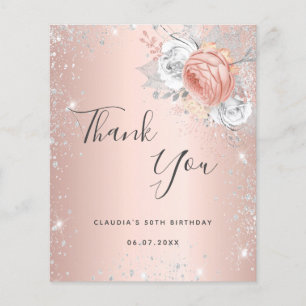 Papier Budget anniversaire rose or or argent floraux merc