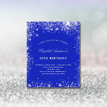 Papier Budget anniversaire royal bleu argent invitation<br><div class="desc">Une invitation moderne,  élégante et glamour pour une fête d'anniversaire de 30ème (ou tout âge). Un arrière - plan bleu royal,  décoré de parties scintillant faux argentées brille. Personnalisez et ajoutez votre nom et les détails de votre fête.</div>