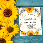 Papier Budget anniversaire tournesol eucalyptus parties s<br><div class="desc">Pour une fête d'anniversaire de 40e (ou tout âge). Un arrière - plan doré à l'eau décoré de tournesols aquarellés,  d'eucalyptus et de feuilles dorés. Faux or parties scintillant poussière. Personnalisez et ajoutez votre nom et les détails de votre fête.</div>