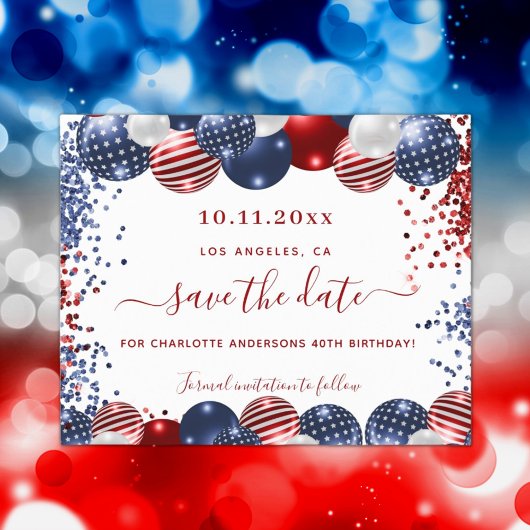 Papier Budget anniversaire USA rouge blanc bleu enregistr