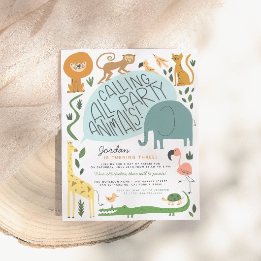 Papier Budget Appeler tous les animaux de parti | Anniver