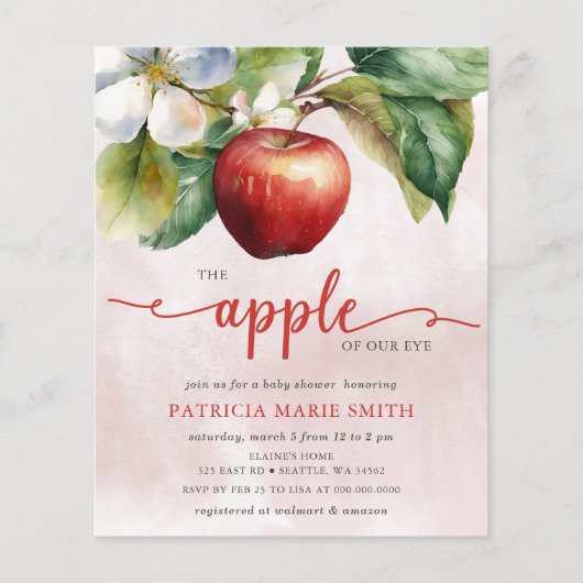 Papier Budget Apple of Our Eye Fall Baby shower Invitatio (Devant)