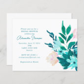 Papier Budget Aqua Blue Floral Invitation à la douche nup (Devant / Derrière)