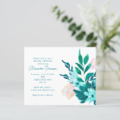 Papier Budget Aqua Blue Floral Invitation à la douche nup (Debout devant)