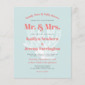 Papier Budget Aqua Coral Beach Invitation de mariage (Devant)