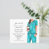Papier Budget Aqua Scrubs Infirmière Invitation de la pho (Debout devant)