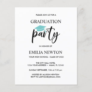 Papier Budget Aqua Tassel Blush Graduation Cap Party