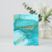 Papier BUDGET Aqua Watercolor Wedding Inviter Ocean Beach (Debout devant)