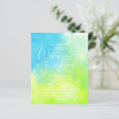 Papier BUDGET Aqua Watercolor Wedding Inviter Ocean Beach (Debout devant)