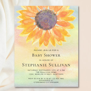 Papier Budget Aquarelle Baby shower de tournesol Invitati