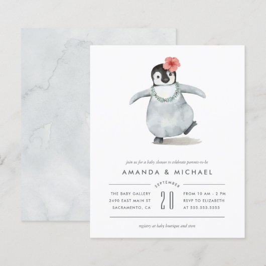 Papier Budget Aquarelle Bébé fille Baby shower de pingoui (Devant / Derrière)