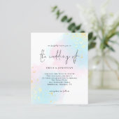 Papier Budget Aquarelle bleu rose Faire-part de mariage (Debout devant)