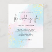 Papier Budget Aquarelle bleu rose Faire-part de mariage (Devant)