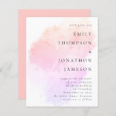 Papier Budget Aquarelle Corail rose Faire-part de mariage (Devant / Derrière)