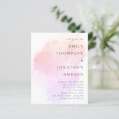 Papier Budget Aquarelle Corail rose Faire-part de mariage (Debout devant)