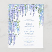 Papier BUDGET Aquarelle Dusty Blue Floral Mariage Inviter (Devant)