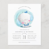 Papier Budget Aquarelle Elephant Baby shower du garçon bl (Devant)