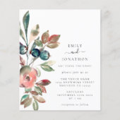 Papier Budget Aquarelle Faire-part de mariage de fleurs r (Devant)