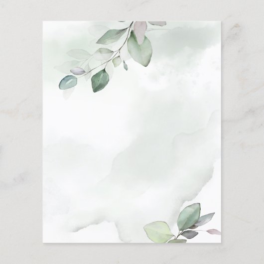 Papier budget Aquarelle feuillage vert or mariage (Dos)