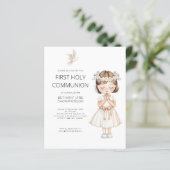 Papier Budget Aquarelle fille première sainte communion b (Debout devant)