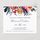 Papier Budget aquarelle fleurie couples douche invitation (Devant)