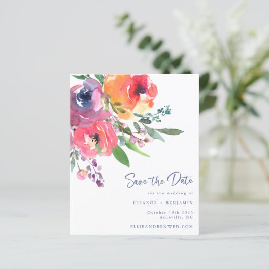 Papier Budget Aquarelle Fleurs Moderne Enregistrer La Dat (Debout devant)