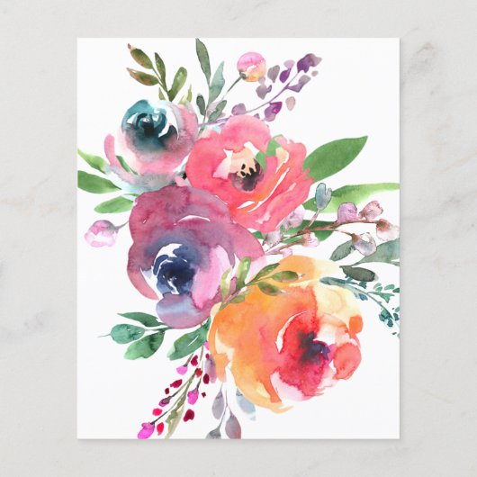 Papier Budget Aquarelle Fleurs Moderne Enregistrer La Dat (Dos)
