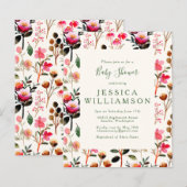 Papier Budget Aquarelle Floral rose Baby shower vert (Devant / Derrière)