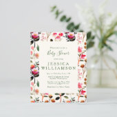 Papier Budget Aquarelle Floral rose Baby shower vert (Debout devant)