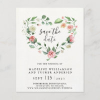 Budget Aquarelle Floral Rose Coeur Enregistrer la