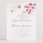 Papier Budget Aquarelle Florale Cerisier Fleur Mariage<br><div class="desc">Un élégant faire-part de mariage floral moderne avec des fleurs de cerisier rose vif et de la calligraphie moderne sur une texture de papier fait à la main.</div>