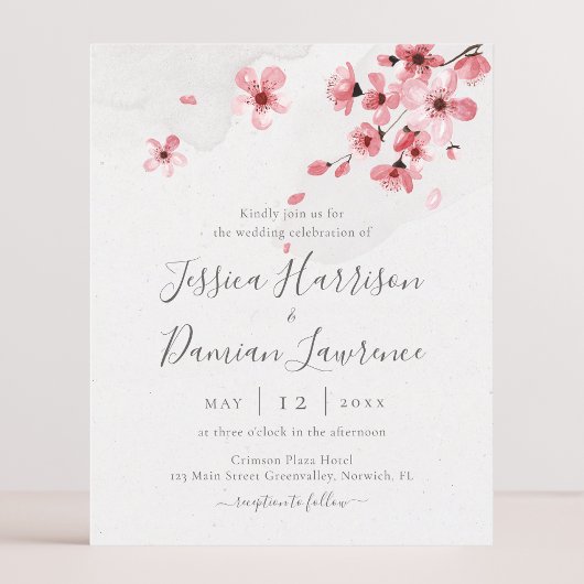 Papier Budget Aquarelle Florale Cerisier Fleur Mariage
