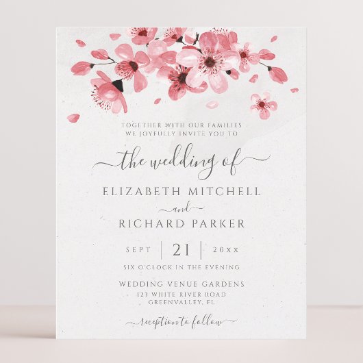Papier Budget Aquarelle Florale Cerisier Fleur Mariage