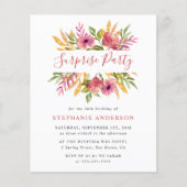 Papier Budget Aquarelle Florale Surprise fête d'anniversa (Devant)
