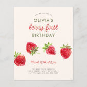 Papier Budget Aquarelle Fraise Berry Premier anniversaire (Devant)