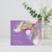 Papier BUDGET Aquarelle Mariage Abstrait Violet  rsvp (Debout devant)