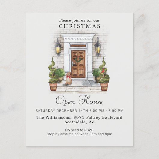 Papier Budget Aquarelle Noël Open House Invitation (Devant)