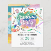 Papier Budget Aquarelle Peinture Partie Anniversaire (Devant / Derrière)