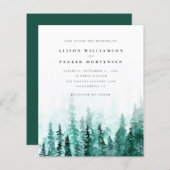 Papier Budget Aquarelle Pine Tree Forest Mariage rustique (Devant / Derrière)