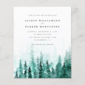 Papier Budget Aquarelle Pine Tree Forest Mariage rustique (Devant)