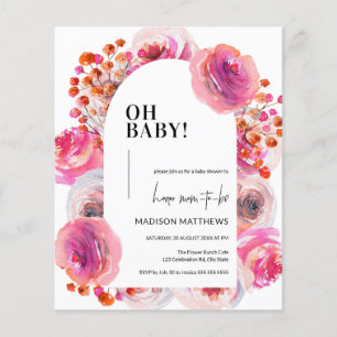 Papier Budget Aquarelle rose Arche Florale Oh Baby shower